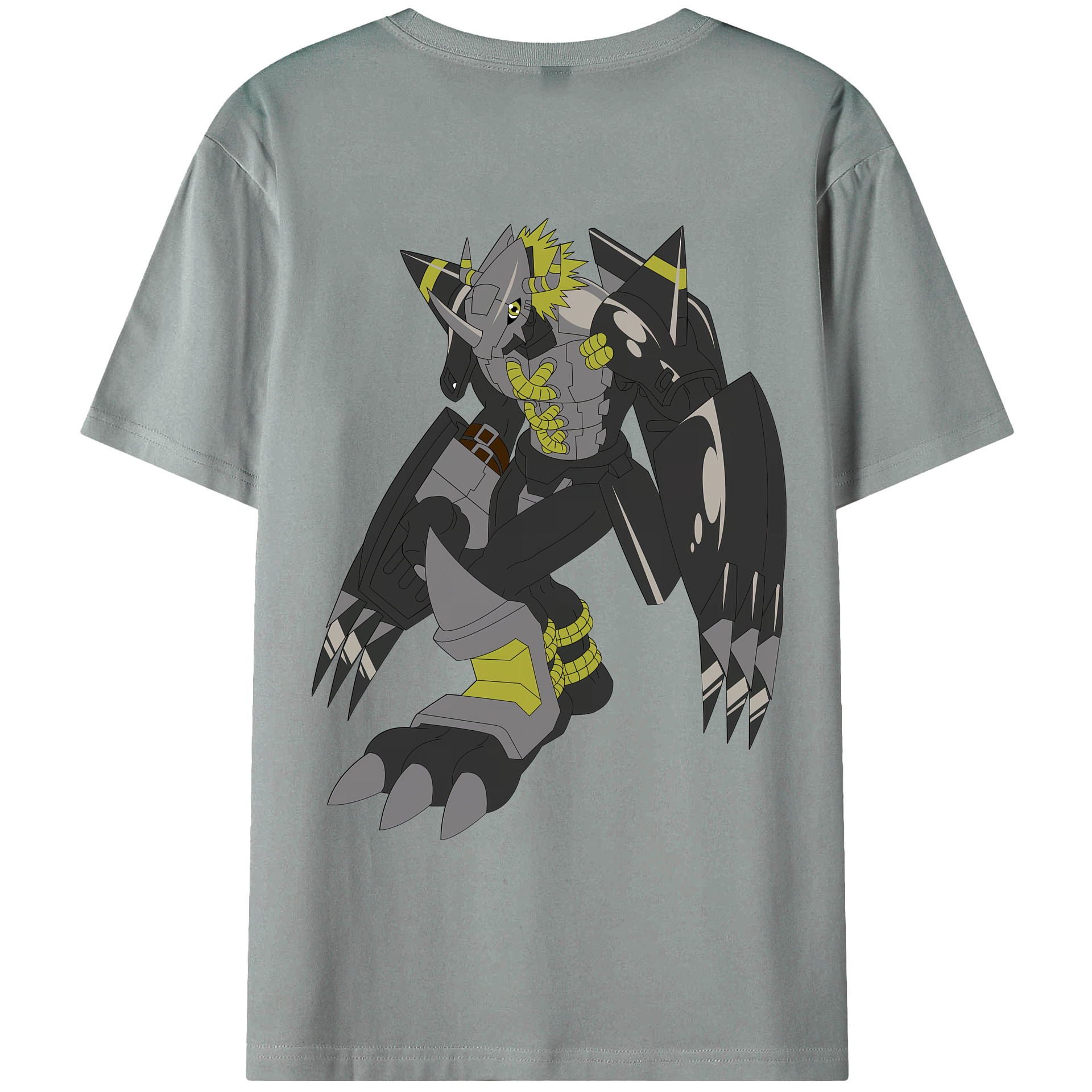 （画像用） Digimon デジタルモンスター/デジモン 綿100％ メンズ半袖Tシャツ（バックプリント） 通気性